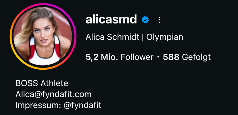 Alica Schmidt auf Instagram